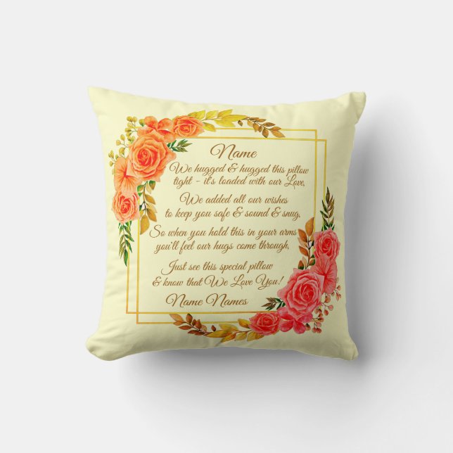 Coussin Modifier le texte Ajouter le nom Cream Floral I Hu (Recto)