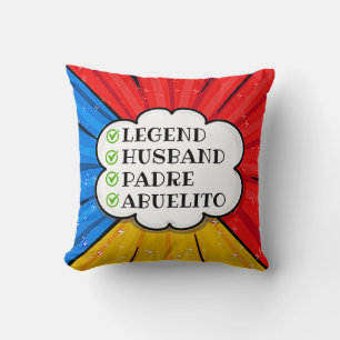 Coussin Modifier le texte Légende Mari Padre Abuelito Comi