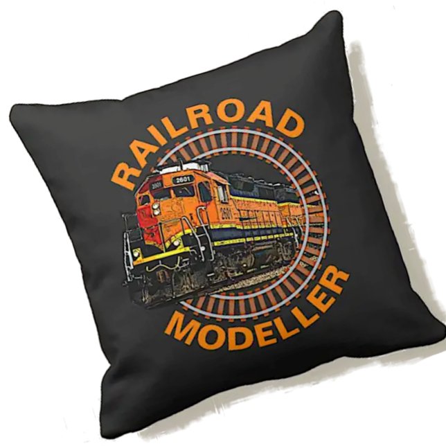 Coussin Modifier le texte Modeleur ferroviaire Orange Dies (Créateur téléchargé)