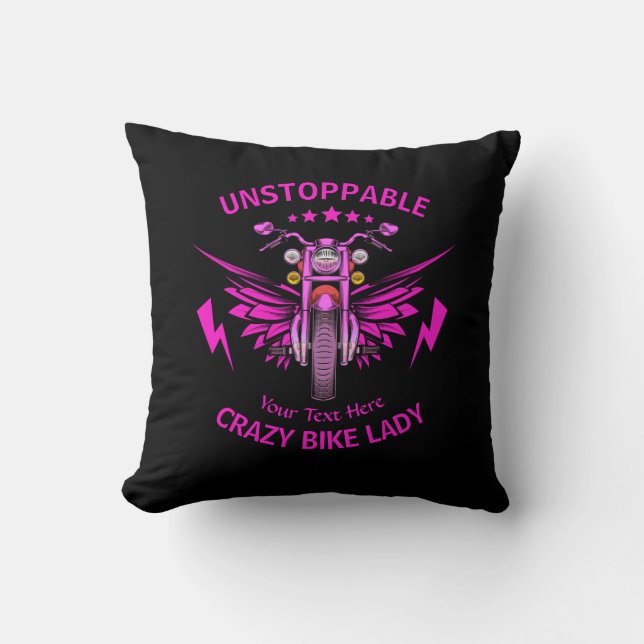 Coussin Modifier tout le texte Ajouter un nom Pink Motorcy (Recto)