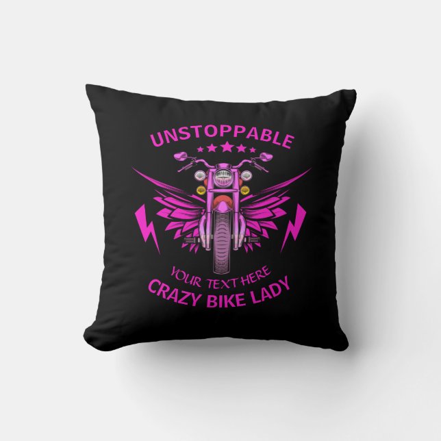 Coussin Modifier tout le texte Ajouter un nom Pink Motorcy (Recto)
