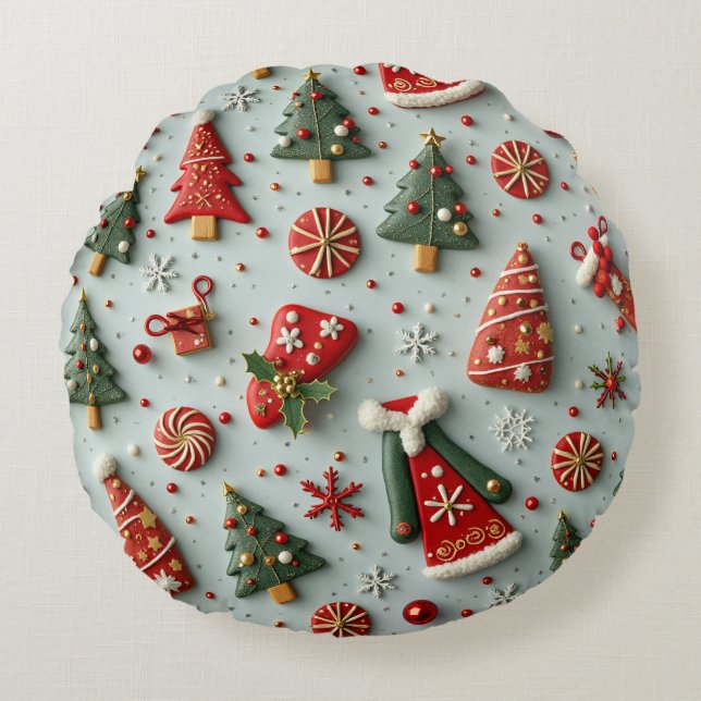 Coussin moelleux circulaire Noël (Devant)