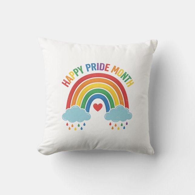 Coussin Mois de la fierté arc-en-ciel Design de gravure vi (Recto)