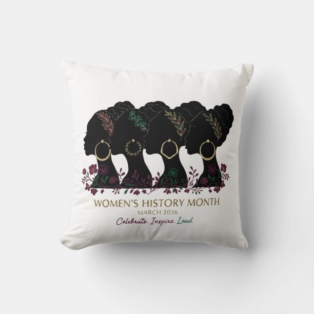 Coussin Mois de l'histoire des femmes noires Fleurs Élégan (Recto)