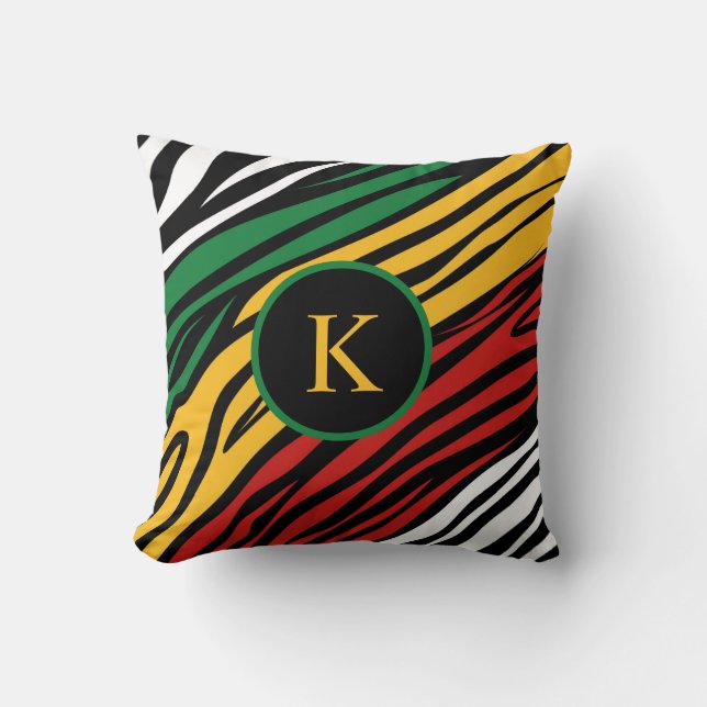 Coussin Mois de l'histoire des Noirs Monogramme Rouge Vert (Recto)
