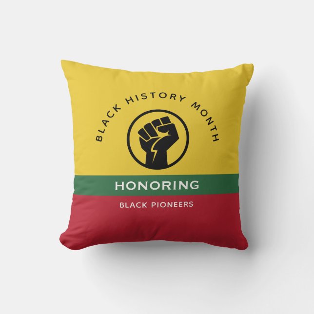 Coussin Mois de l'histoire noire Texte courbe afro-américa (Recto)