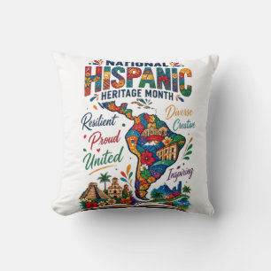Coussin Mois du patrimoine hispanique – Résilient, Fier