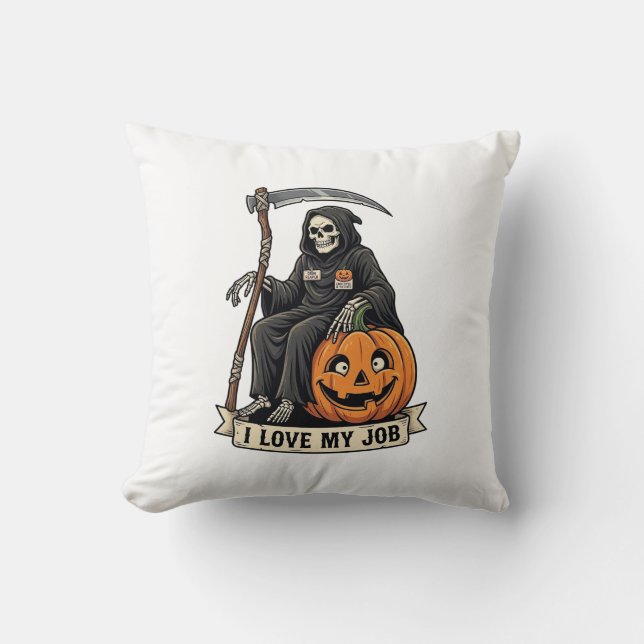 Coussin Moissonneur de l'amour Emploi Faucheuse Halloween  (Recto)