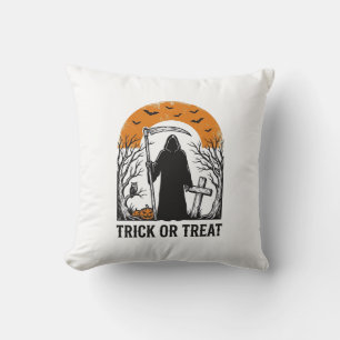 Coussin Moissonneur d'Halloween Trick Or Treat Vintage Épo