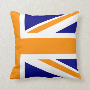 Coussin Moitié marine et orange Union Jack