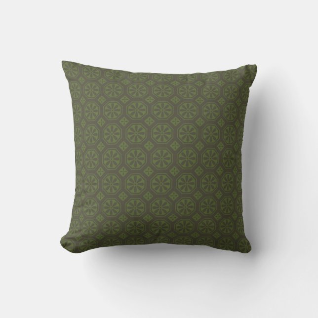 Coussin MOJO américain à fleurs noir et vert (Recto)