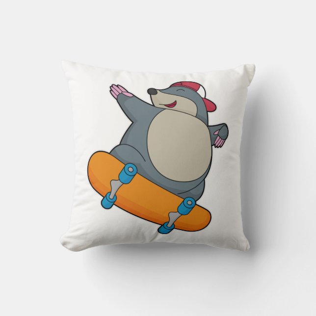 Coussin Mole en skate avec skateboard (Recto)
