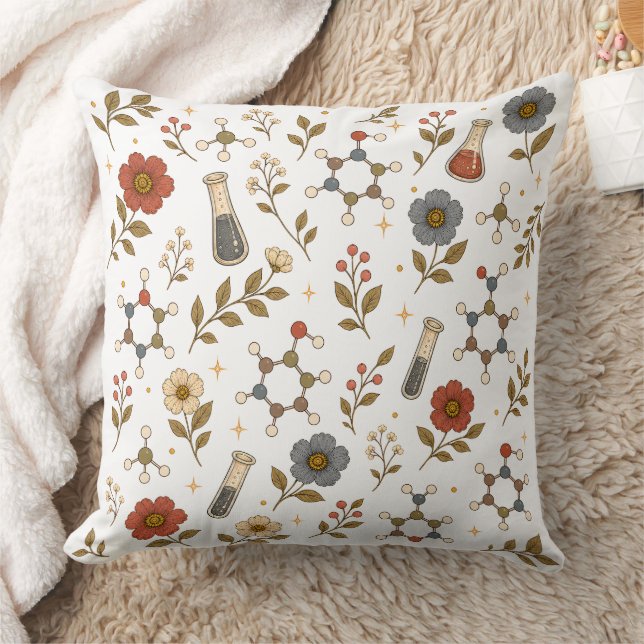 Coussin Molécule florale de chimie botanique vintage (Couverture)