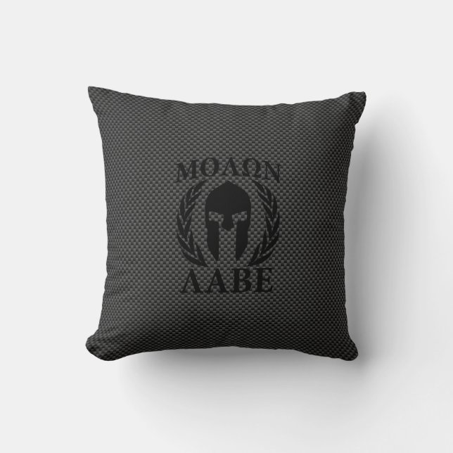 Coussin Molon Labe Laurels, guerrier spartiate (Recto)