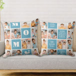 Coussin MOM Bold Modern 12 Photo Collage Fête des mères<br><div class="desc">Voici le cadeau parfait pour le meilleur MOM jamais réalisé - un coussin photo-collage personnalisé! Cette coussin moderne et élégante offre de l'espace pour 12 images spéciales, MOM audacieuse dans un design de bloc de couleur, créant un cadeau unique et sentimental que toute mère adorerait. Avec les espaces pour ajouter...</div>