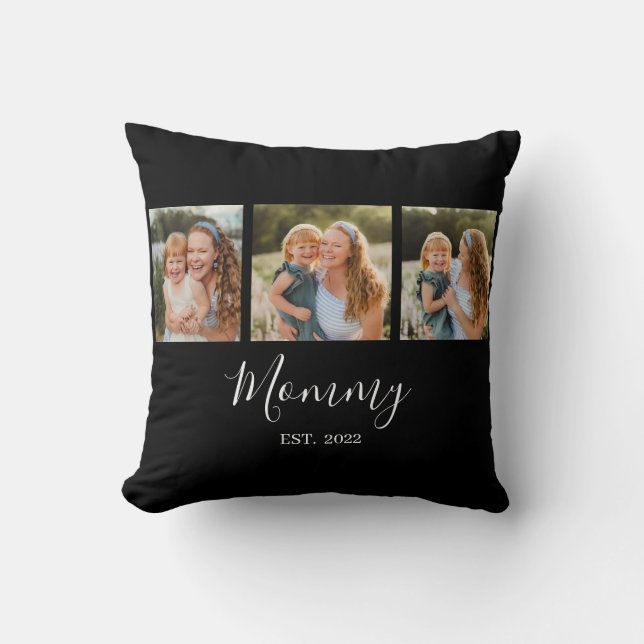 Coussin Mom Established Modern Script Black 3 Photo (Recto)