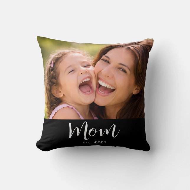 Coussin Mom Established Modern Script Photo (Recto)