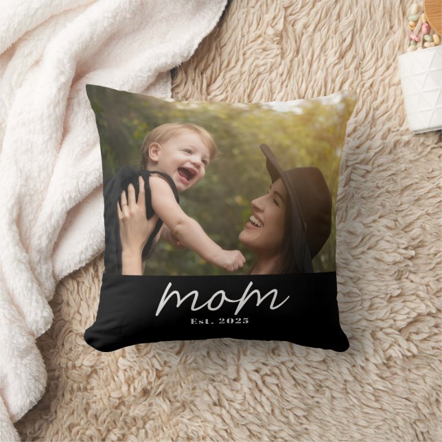Coussin Mom Established Modern Script Photo (Couverture)