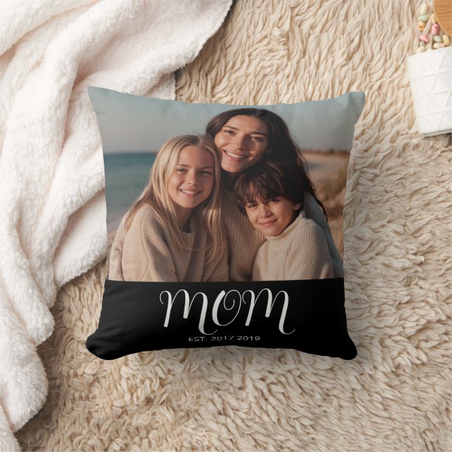 Coussin Mom Established Modern Script Photo (Couverture)