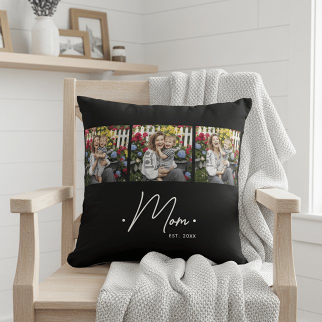 Coussin Mom Established Script 3 Photo Black (Créateur téléchargé)