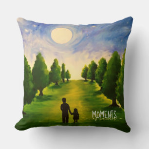 Coussin Moments d'émerveillement Lune marche dans les bois