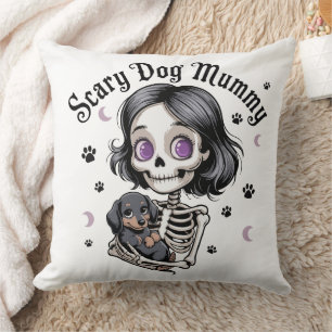 Coussin Momie de chien effrayant squelette teckel