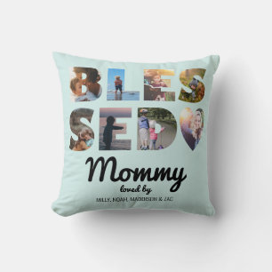 Coussin Mommy Blessé Photo Collage Mention personnalisée