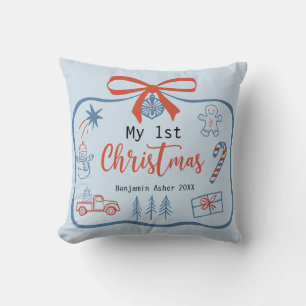 Coussin Mon 1er bébé de Noël Garçon Personnalisé