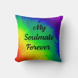 Coussin Mon âme sœur pour toujours Dégradé arc-en-ciel