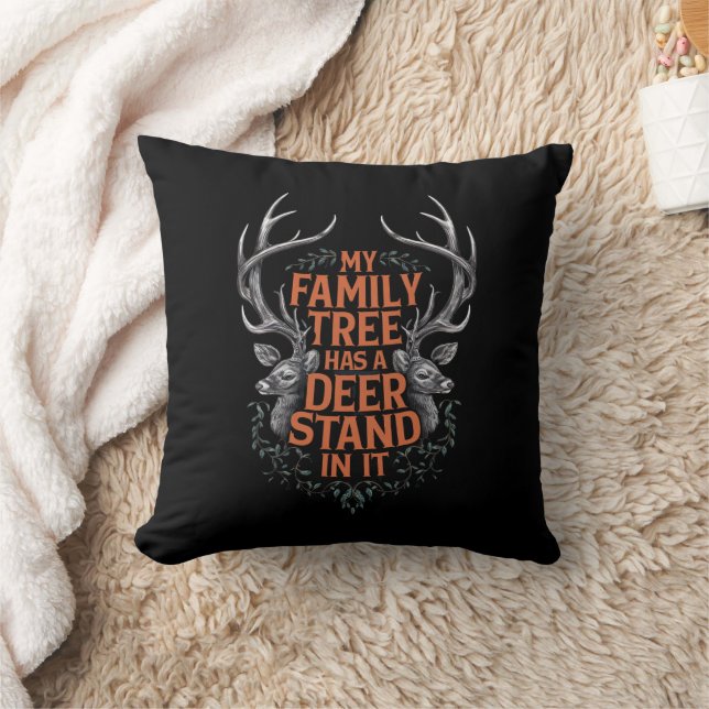 Coussin Mon Arbre Familial A Un Deer Stand Dans La Chasse (Couverture)
