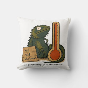 Coussin Mon caractère est un thermomètre Bearded Dragon Ar