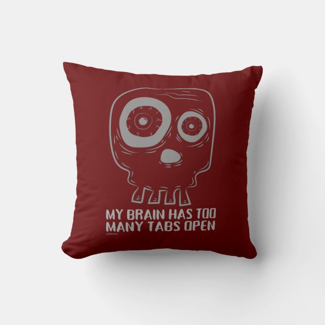 Coussin MON CERVEAU A TROP D'ONGLETS OUVERTS drôle (Recto)