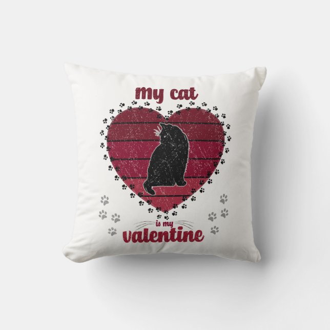 Coussin Mon Chat Est Ma Saint Valentin | Cadeaux de Saint  (Recto)