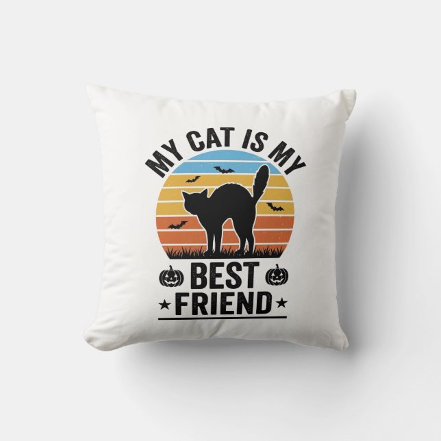 Coussin Mon chat est mon meilleur ami conception de t-shir (Recto)