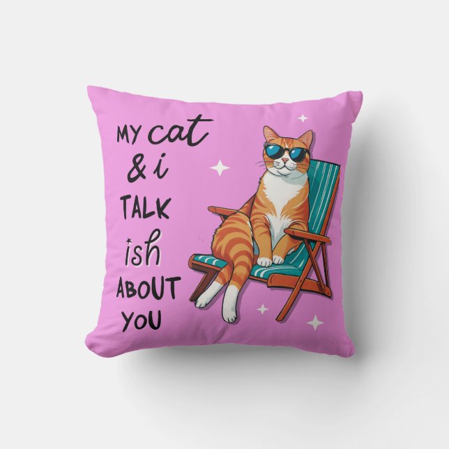 Coussin Mon Chat Et Moi Parlons Un Peu De Vous (Recto)