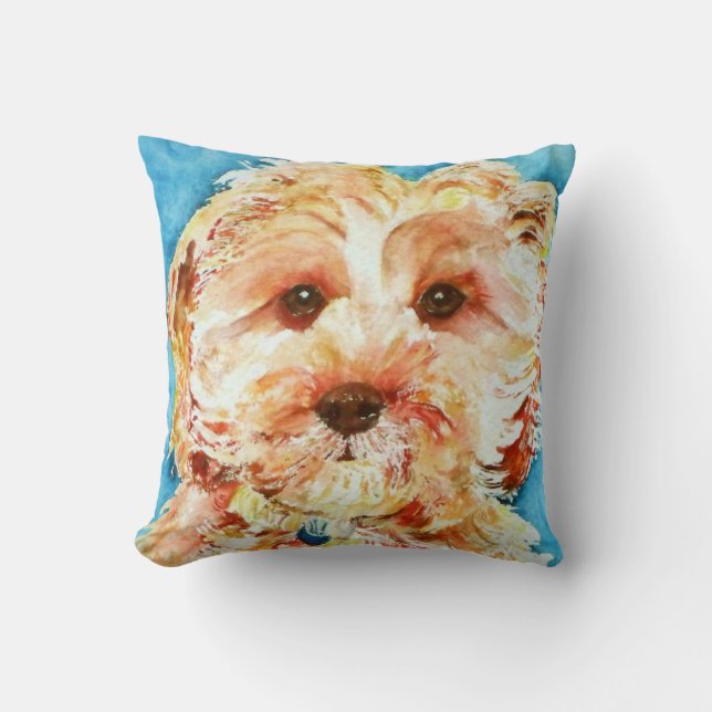 Coussin Mon chiot "Ollie" de cavapoo. (Recto)