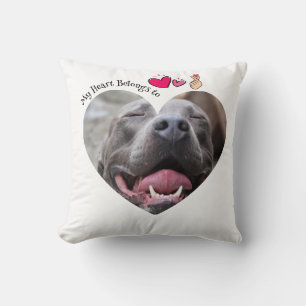 Coussin Mon coeur appartient à Pitbull chien photo personn