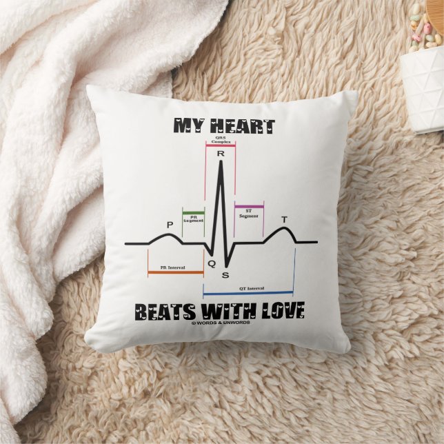 Coussin Mon cœur bat avec l'amour Électrocardiogramme ECG (Couverture)