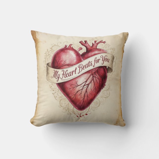 Coussin Mon Coeur bat pour vous (Recto)
