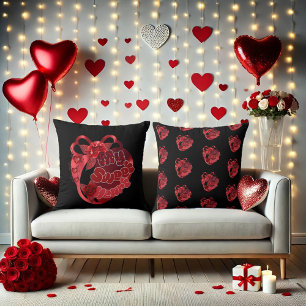 Coussin Mon Coeur Doux Rouge brillant Valentine Jeu d'orei
