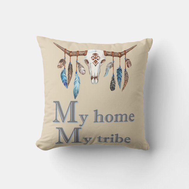 Coussin Mon Crâne Bohème de Tribu (Recto)