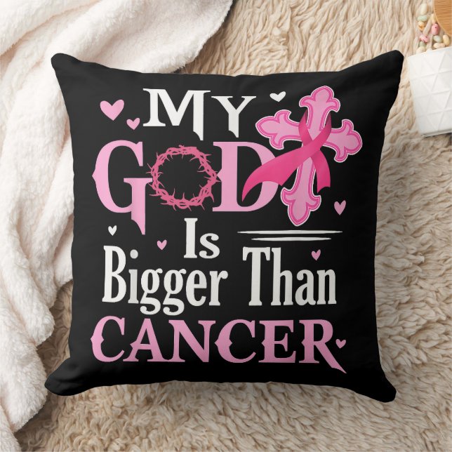 Coussin Mon Dieu est Plus Grand Que le Cancer du Sein (Couverture)