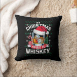 Coussin Mon Esprit de Noël est Whiskey laide doux Noël P<br><div class="desc">Mon Esprit de Noël est Whiskey Ugly Sweater Pajamas</div>