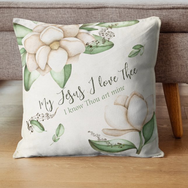 Coussin Mon Jésus J'Aime La Magnolia Élégante (Créateur téléchargé)