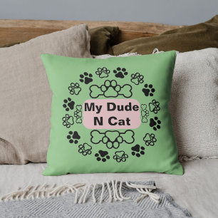 Coussin Mon Mec Et Chat Drôle Rétro Mignonne Sage Paw Mode