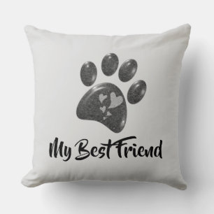 Coussin Mon meilleur ami empreinte de patte de chien anima