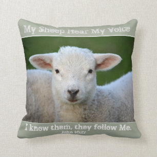 Coussin Mon Mouton Entend Ma Voix, La Bible Verse Jean 10: