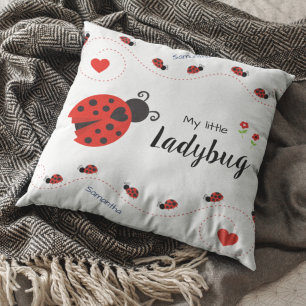 Coussin Mon petit Ladybug rouge et noir avec nom
