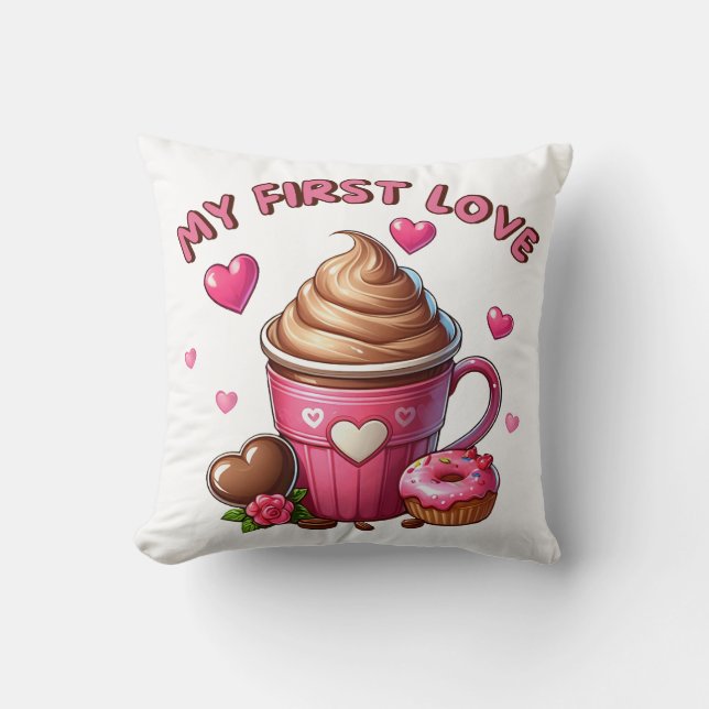 Coussin Mon Premier Cupcake Et Café D'Amour (Recto)