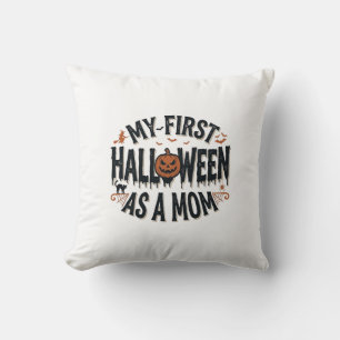 Coussin Mon premier Halloween en tant que maman Vintage Ha